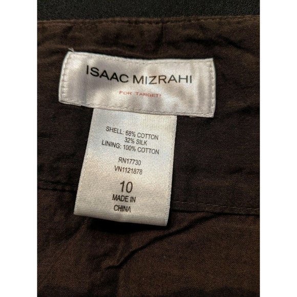 Issac Mizrahi Skirt Size 10 Brown Solid Flare Modest Lined Ribbon Belt - Picture 5 of 5